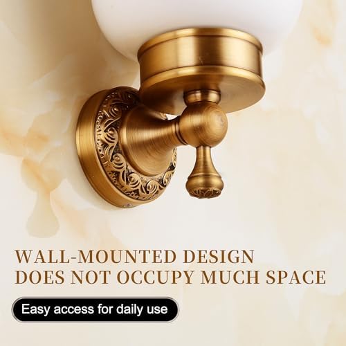 Wall Mounted Bathroom Toilet Brushed Holder Set, Antique Brass Pattern Carving,Brushed Bronze - Image 4