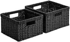 StorageWorks Wicker Baskets with Handles, Paper Rope Black Baskets, 2-Pack by StorageWorks