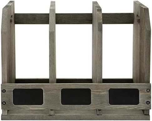 MyGift Gray Wood Magazine Holder with 3 Compartments & Chalkboard Labels - Image 6