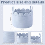 LemonRoad Round Woven Basket Blue, 16" L X 16" W X 14" H - Image 2