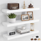 24 Inch Floating Shelves, 6.7" Deep Wall Shelves, White Wall Shelf Set of 3 by Dreamland