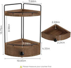 2-Tier Corner Bathroom Counter Organizer with Drawer, Dark Brown - Image 2