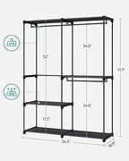 SONGMICS Portable Closet, Storage Organizer, 54.3 x 16.9 x 71.7 Inches - Image 5