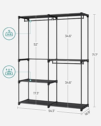 SONGMICS Portable Closet, Storage Organizer, 54.3 x 16.9 x 71.7 Inches - Image 5
