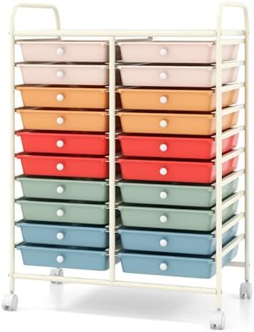 COSTWAY 20-Drawer Rolling Storage Cart, Utility Storage Organizer Cart by COSTWAY