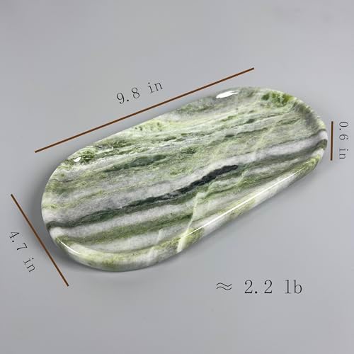 Green Marble Vanity Tray 9.8", Natural Stone Organizer for Bathroom - Image 2
