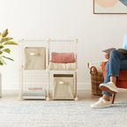 Amazon Basics 4 Cube Wire Grid Storage Organizer, Closet Organizer and Shelves, Stackable, Space-Saving, Easy to Assemble, 14"x14"x14", White - Image 2