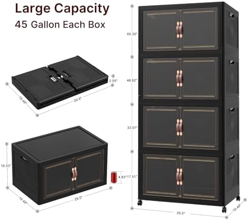 1288QT Extra Large Stackable Storage Bins with Lids & Wheels - Image 2