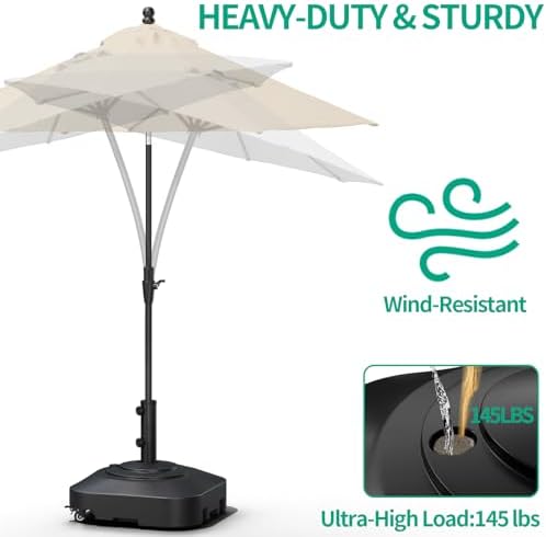 QZER Large Fillable Umbrella Base with 5 Wheels, Outdoor Umbrella Stand - Image 5