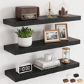 Dreamland 24 Inch Floating Shelves, 6.7" Deep Wall Shelves, Black, Set of 3 by Dreamland
