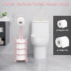 TomCare Toilet Paper Holder Stand Free Standing, Holds 4 Mega Rolls, Pink - Image 4