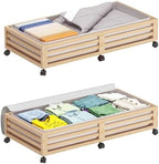 Wisuce 2 Packs Bamboo Under Bed Storage Organizer with Wheels Nature Large by Wisuce