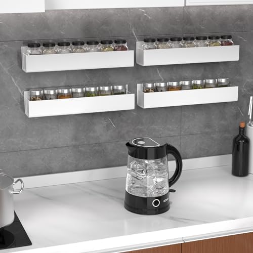 PMMASTO 4-Pack White Acrylic Spice Rack Organizers for Cabinet Doors - Image 3