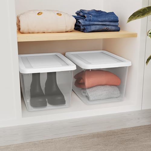Sterilite Storage Box, Stackable Clear Plastic Bins, 20 Quart, 6-Pack - Image 4