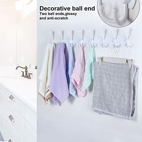 WEBI Coat Rack Wall Mount long,8 Tri Hooks for Hanging,30 inch Hook Rack Rail,Coat Hanger Wall Mounted for Clothes,Jacket,Hats,White - Image 4