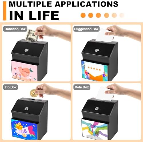 Suggestion Boxes with Magnetic Sign Holder, 2 Pack Donation Boxes - Image 6