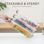 Citylife 3PC Storage Bins with Lids, Stackable Plastic Box, Paper Storage - Image 5