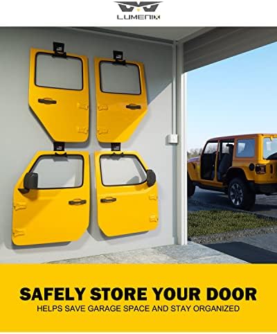 LUMENIX Heavy Duty Door Storage Hangers Bracket, Wall-Mounted Systems Kits Doors Holder Racks Compatible with 1956-2025 Jeep Wrangler CJ YJ TJ JK JKU JL JLU LJ JT (4 PCS, U.S. America Flag Pattern) - Image 6