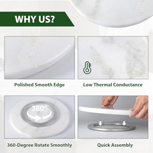 Marble Lazy Susan, 16 in Lazy Susan Turntable Organizer for Cabinet Pantry Kitchen Countertop Fridge Bathroom Makeup Vanity Countertop - White - Image 2