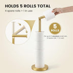 Cesun Free Standing Toilet Paper Holder Stand with Weighted Base, Gold - Image 5