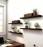 24 Inch Rustic Wood Floating Shelves Farmhouse Wooden Wall Shelves for Bathroom Bedroom Living Room Kitchen Office Set of 4 Brown - Image 6