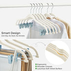 HOUSE DAY Velvet Skirt Hangers with Adjudtable Clips 30 Pack, Ivory - Image 5