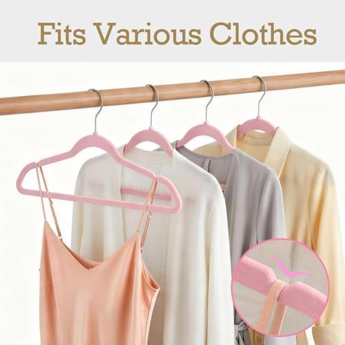 HOUSE DAY Lt-Pink Velvet Hangers 120 Pack, Premium Non Slip Clothes Hanger - Image 5