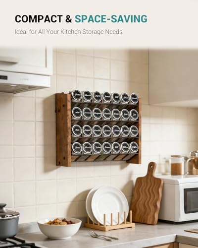 Spice Rack Organizer with 28 Glass Jars, for Cabinet Wall Mount Countertop - Image 6