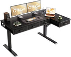 OffiGo 55 Inch L Shaped Electric Standing Desk with 4 Drawers, Black by OfficeGo-ForHomeOfficeWork