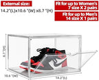Clear Shoe Organizer,Stackable Shoe Display Case,Shoe Box Storage Bins with Magnetic Door,Fit Shoe Size Up to US 14 (X-Large-3Pack) - Image 6