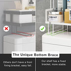 FLOLXNB Over The Toilet Storage,3-Tier Bathroom Organizer Shelves with Paper Holder, Multifunctional Toilet Rack,No Drilling Storage Shelf, Home Storage Space Saver Wall Mounting Design,White - Image 3