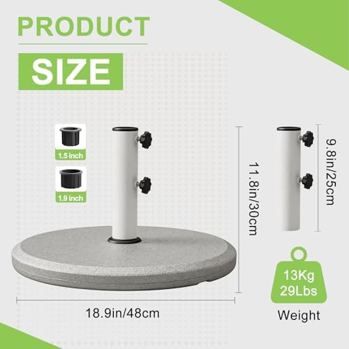 T&Jero 29 lb Round Heavy Duty Patio Market Table Umbrella Base Stand Weight Pre-Filled for Outdoor, Silver - Image 3
