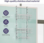 SWTYMIKI Over The Door Shower Caddy - 3 Tier Rustproof Hanging Shower Organizer with Adjustable Shelves, 28 Hooks & Soap Holder, Hanging Shower Rack Storage for Bathroom Accessories, Silver - Image 4