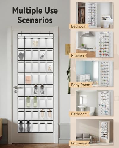 dodowin Over Door Shoe Organizers, 2 Pack, 40 Pockets Each, White - Image 2