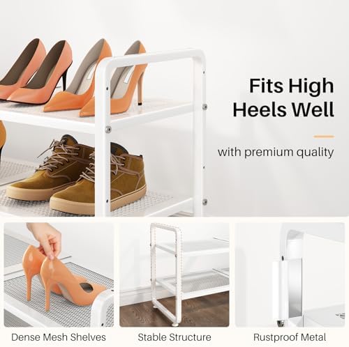 Expandable Metal Shoe Rack for Closet, Entryway & Garage, 2-Tier, White - Image 5