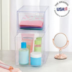 STORi Audrey Stackable Clear Bin Plastic Organizer Drawers | 2 Piece Set | Organize Cosmetics and Beauty Supplies on a Vanity | Made in USA - Image 4