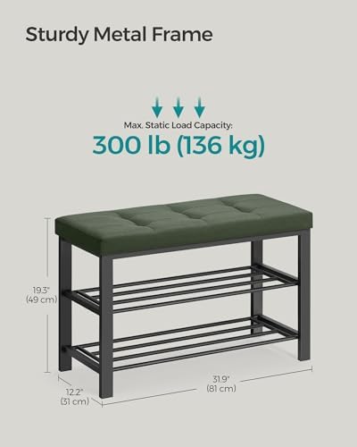 SONGMICS Shoe Bench, Storage Bench, Entryway Bench with Cushion - Image 3