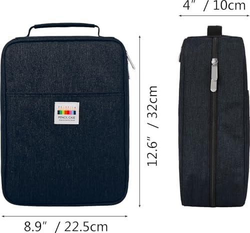 JAKAGO 274 Slots Colored Pencil Case Large Capacity Pen Holder for Artist Painter Zipper Organizer Bag for Marker Highlighter Storage Case for Office Sketch Travel Supplies(Blue) - Image 2