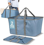 CleverMade Collapsible Laundry Baskets, 50L Tote 2 Pack, Denim by CleverMade