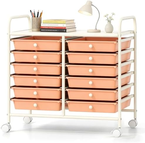 COSTWAY 12-Drawer Rolling Storage Cart, Utility Storage Organizer Cart by COSTWAY