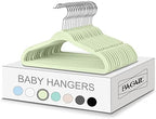 BAGAIL 50 Pack Kids Velvet Hangers 11 Inches Children's Clothes Hangers Non-Slip Baby Hangers for Infant/Toddler (Lime Cream) by BAGAIL