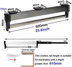 Closet Clothes Hanger Rail,Pull-Out Closet Rod 30-60cm,Wardrobe Clothing Rail,Closet Organizer Rack for Pants and Coat (600MM/23.6INCH) - Image 2
