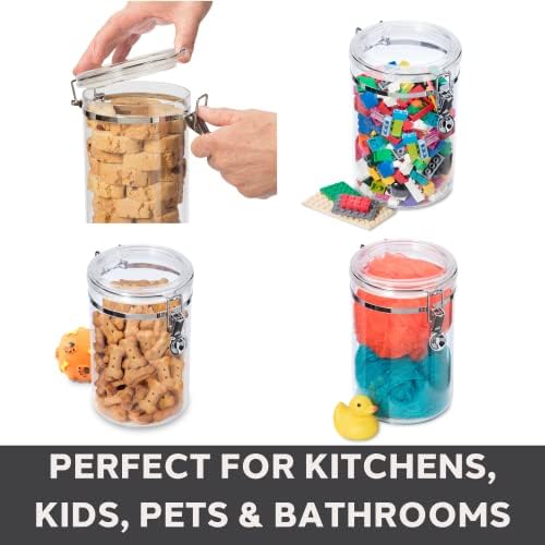Oggi 4pc Clear Canister Set with Clamp Lids Airtight Containers in Sizes Ideal for Kitchen & Pantry Storage of Bulk, Dry Foods Including Flour, Sugar, Coffee, Rice, Tea, Spices & Herbs - Image 4