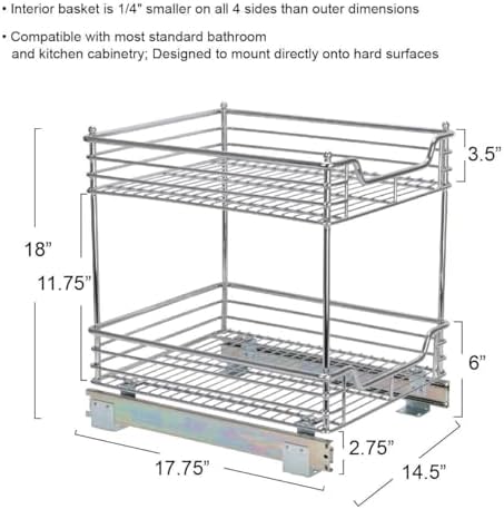 Household Essentials Chromed Steel 2-Tier Artisan Pull-Out Organizer - Image 4