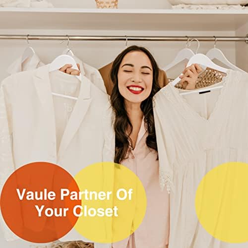 White Wooden Hangers 30 Pack Slim Coat Hangers for Closet with Smooth Finish,Shirt,Suit,Dress,Heavy Duty Clothes Hanger - Image 5