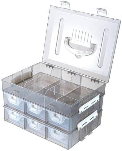 MyGift Smoke Gray Craft Storage Organizer Case, 24 Compartments & 6 Drawers - Image 7