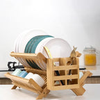 NOVAYEAH Bamboo Wooden Dish Rack, Wooden Dish Drying Drainer Rack - Image 6