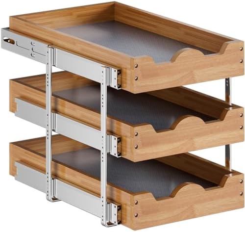 OCG Pull Out Cabinet Drawer 11" W x 21" D, 3 Tier Pull Out Cabinet Organizer, Heavy-Duty Slide Out Drawer for Cabinets, Base Cabinet Organization for Kitchen, Pantry, Bathroom - Image 7