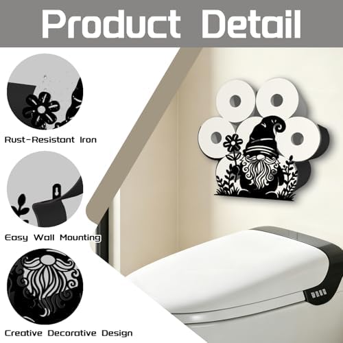 Gnome Toilet Paper Holder Wall Mount/Stand for Extra 8 Rolls - Image 3