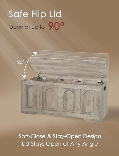 DINZI LVJ Storage Chest, Wooden Toy Box, Gray Wash 47.2" L - Image 5